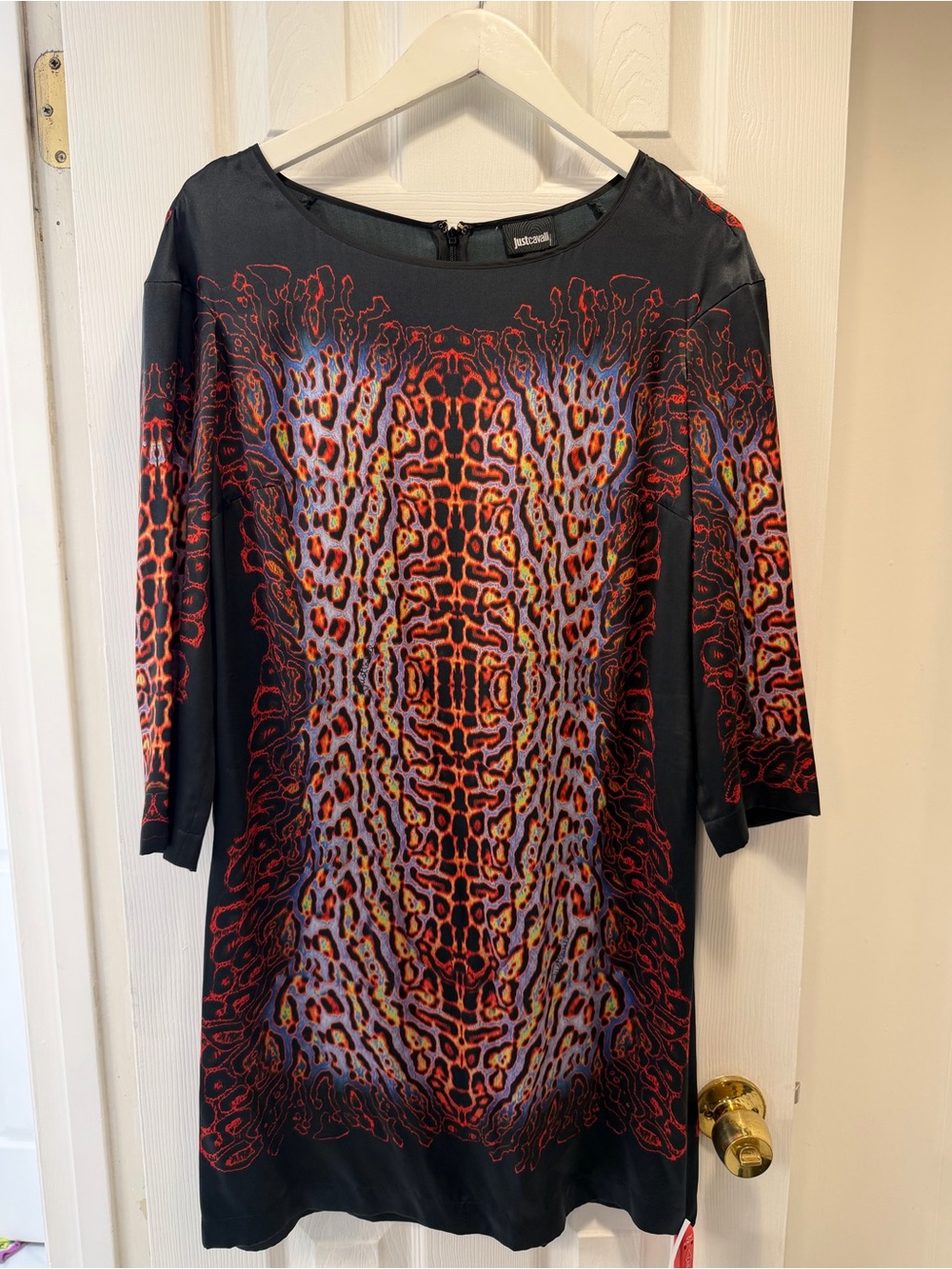 NEW JUST CAVALLI 3/4 Sleeve Animal Print Silk Dress Size 44/8 US M NWT